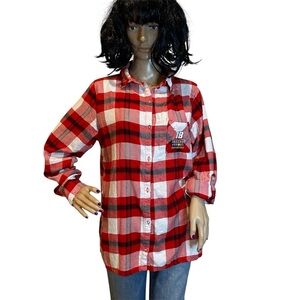 NASCAR for Her M&Ms Racing #18 Kyle Busch Plaid Button-Down Flannel Shirt Top XL